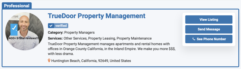 Results in our real estate directory for the property management company TrueDoor Property Management